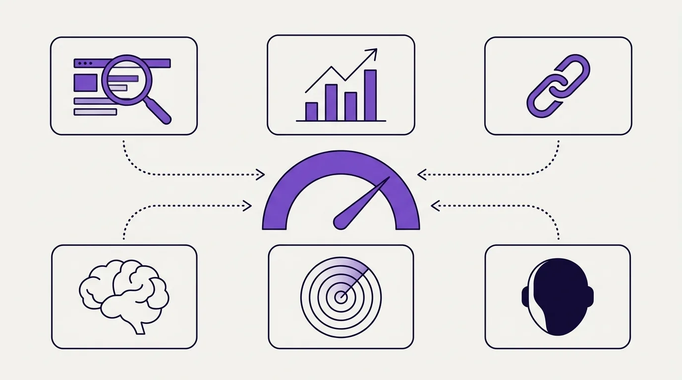 Comparatif visuel de trois outils SEO et GEO en 2026 : interfaces de SeAudit, Ahrefs et Semrush côte à côte sur fond sombre, illustration minimaliste Content Engine